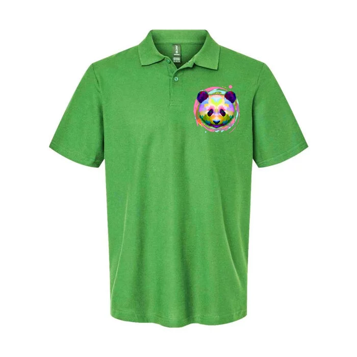 Colorful Painted Abstract Panda Face Softstyle Adult Sport Polo