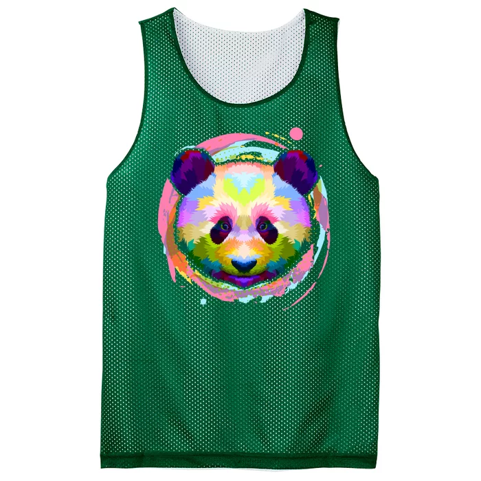 Colorful Painted Abstract Panda Face Mesh Reversible Basketball Jersey Tank