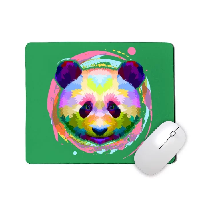 Colorful Painted Abstract Panda Face Mousepad