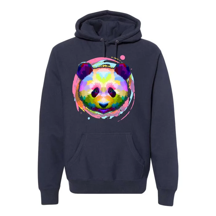 Colorful Painted Abstract Panda Face Premium Hoodie