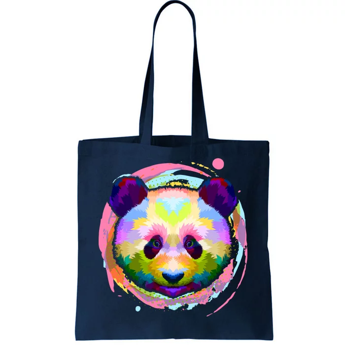 Colorful Painted Abstract Panda Face Tote Bag