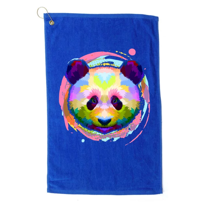 Colorful Painted Abstract Panda Face Platinum Collection Golf Towel