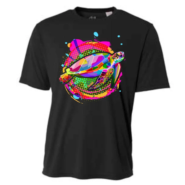 Colorful Painted Abstract Sea Turtle Cooling Performance Crew T-Shirt