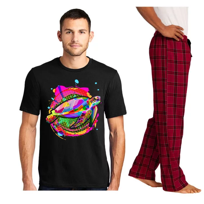 Colorful Painted Abstract Sea Turtle Pajama Set