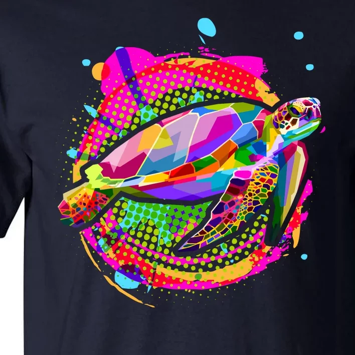 Colorful Painted Abstract Sea Turtle Tall T-Shirt