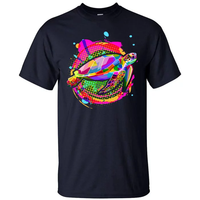 Colorful Painted Abstract Sea Turtle Tall T-Shirt