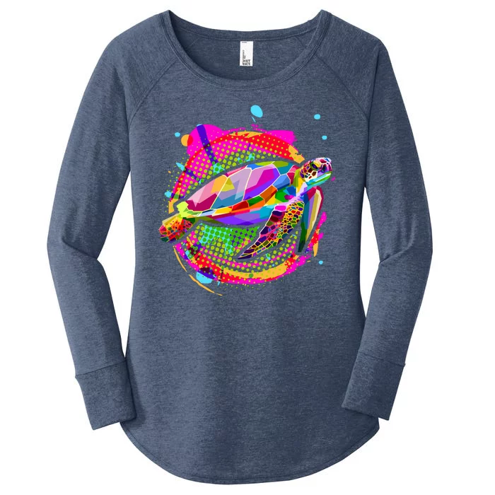 Colorful Painted Abstract Sea Turtle Women's Perfect Tri Tunic Long Sleeve Shirt