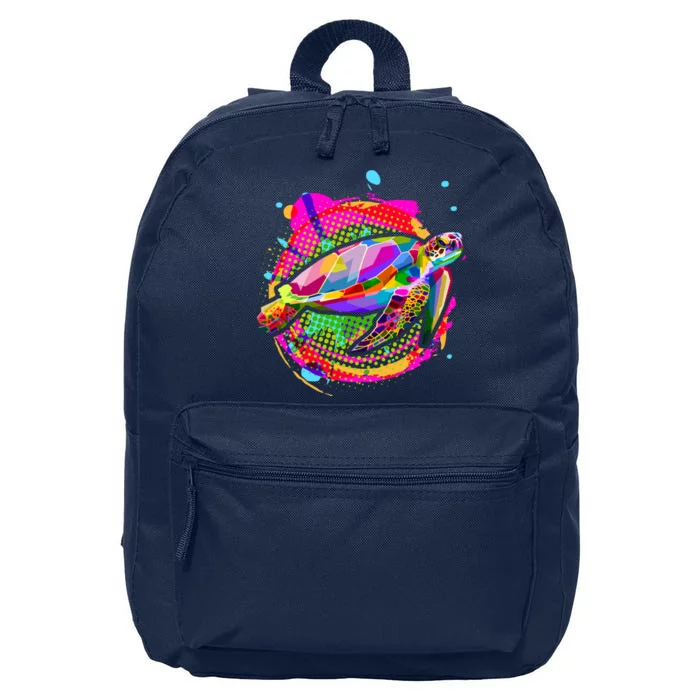 Colorful Painted Abstract Sea Turtle 16 in Basic Backpack