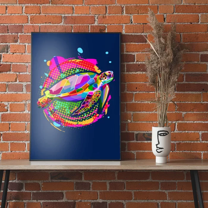 Colorful Painted Abstract Sea Turtle Poster