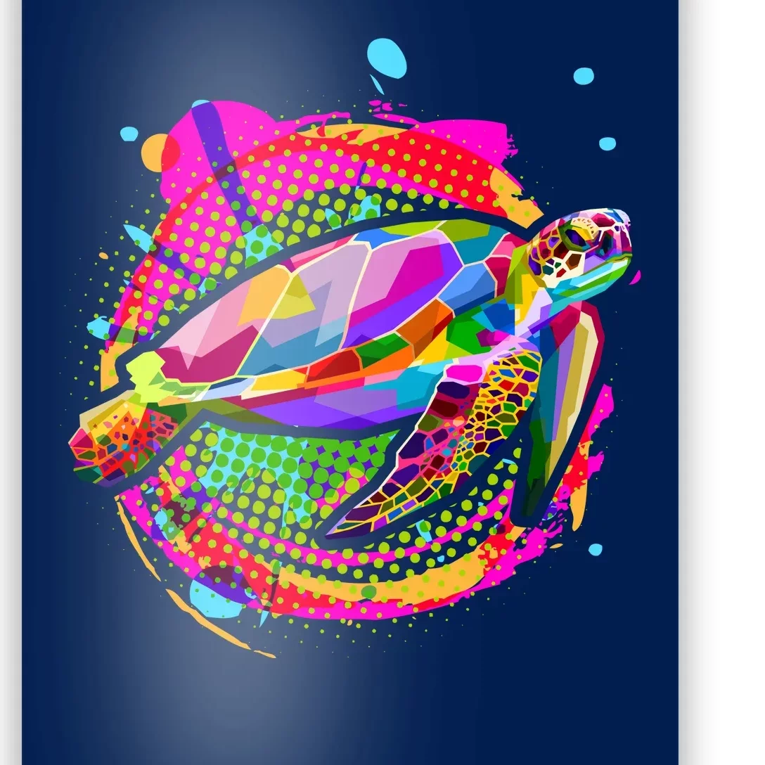 Colorful Painted Abstract Sea Turtle Poster