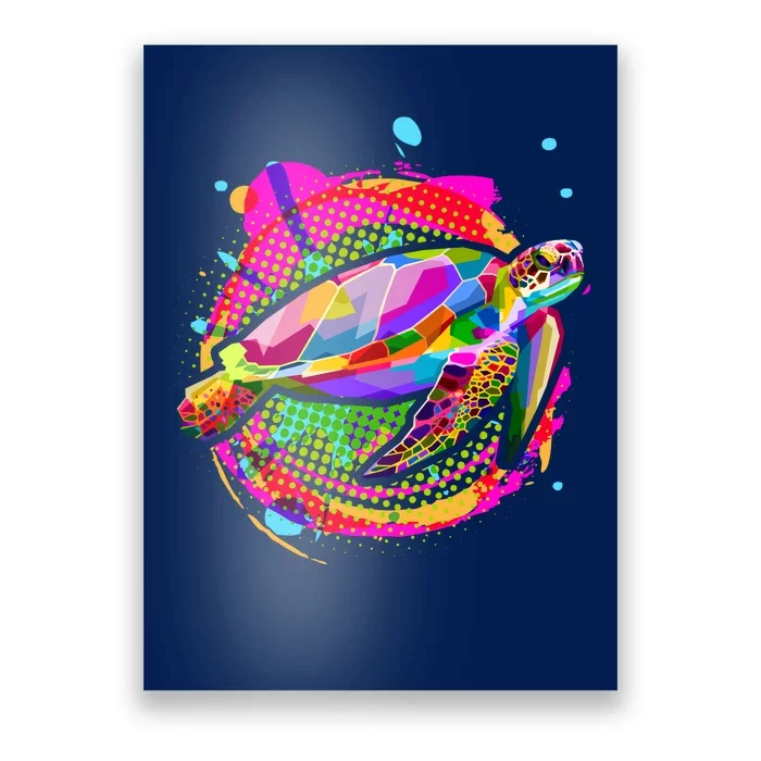 Colorful Painted Abstract Sea Turtle Poster