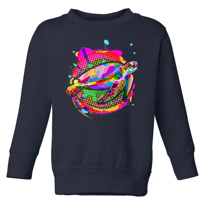 Colorful Painted Abstract Sea Turtle Toddler Sweatshirt