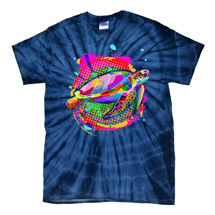 Colorful Painted Abstract Sea Turtle Tie-Dye T-Shirt