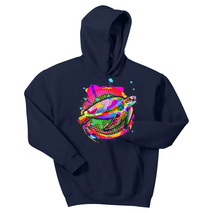 Colorful Painted Abstract Sea Turtle Kids Hoodie