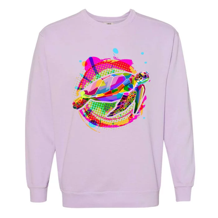 Colorful Painted Abstract Sea Turtle Garment-Dyed Sweatshirt