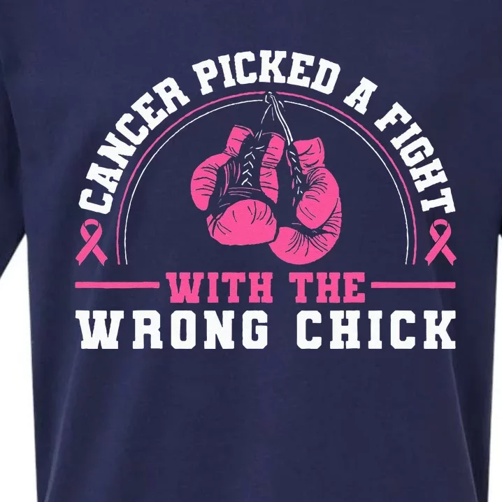 Cancer Picked A Fight With The Wrong Chick Breast Cancer Sueded Cloud Jersey T-Shirt