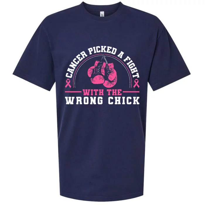 Cancer Picked A Fight With The Wrong Chick Breast Cancer Sueded Cloud Jersey T-Shirt