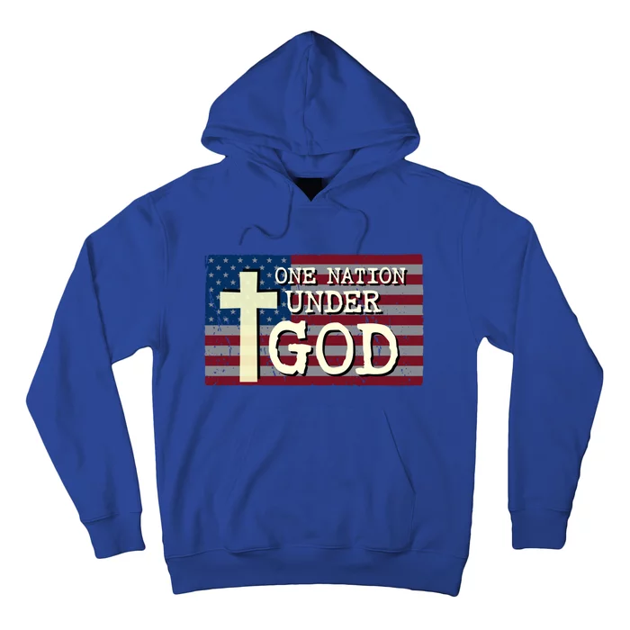 Christian Patriotic American Flag Gift One Nation Under God Cool Gift Hoodie