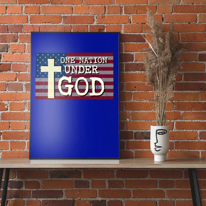 Christian Patriotic American Flag Gift One Nation Under God Cool Gift Poster