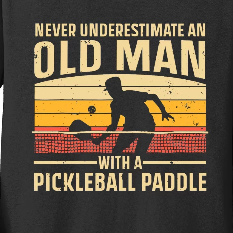 Cool Pickleball Art For Paddle Pickleball Player Kids Long Sleeve Shirt