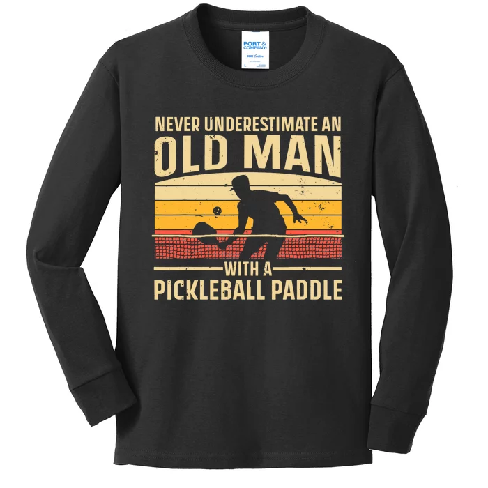 Cool Pickleball Art For Paddle Pickleball Player Kids Long Sleeve Shirt