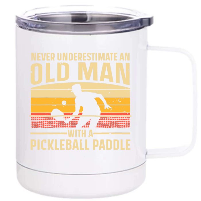 Cool Pickleball Art For Paddle Pickleball Player Front & Back 12oz Stainless Steel Tumbler Cup