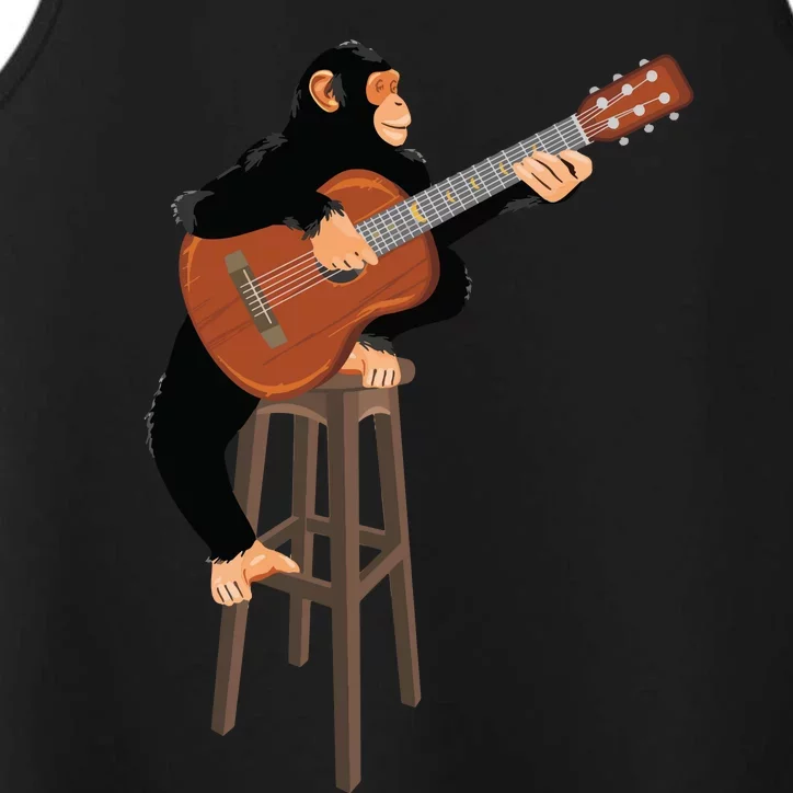 Chimpanzee Playing Acoustic Guitar. Funny Monkey Performance Tank