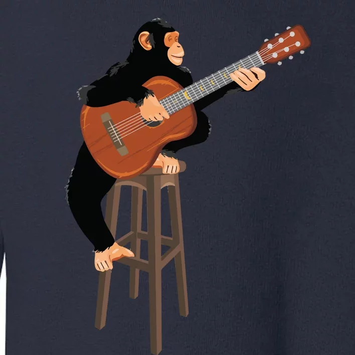 Chimpanzee Playing Acoustic Guitar. Funny Monkey Toddler Sweatshirt