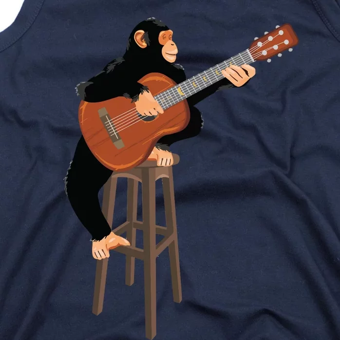 Chimpanzee Playing Acoustic Guitar. Funny Monkey Tank Top