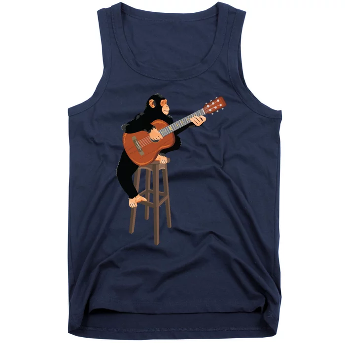 Chimpanzee Playing Acoustic Guitar. Funny Monkey Tank Top