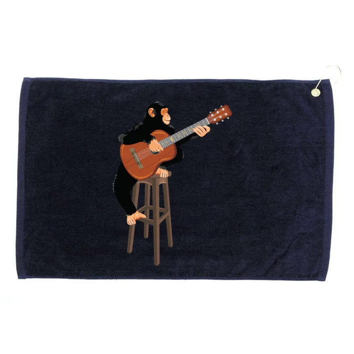 Chimpanzee Playing Acoustic Guitar. Funny Monkey Grommeted Golf Towel