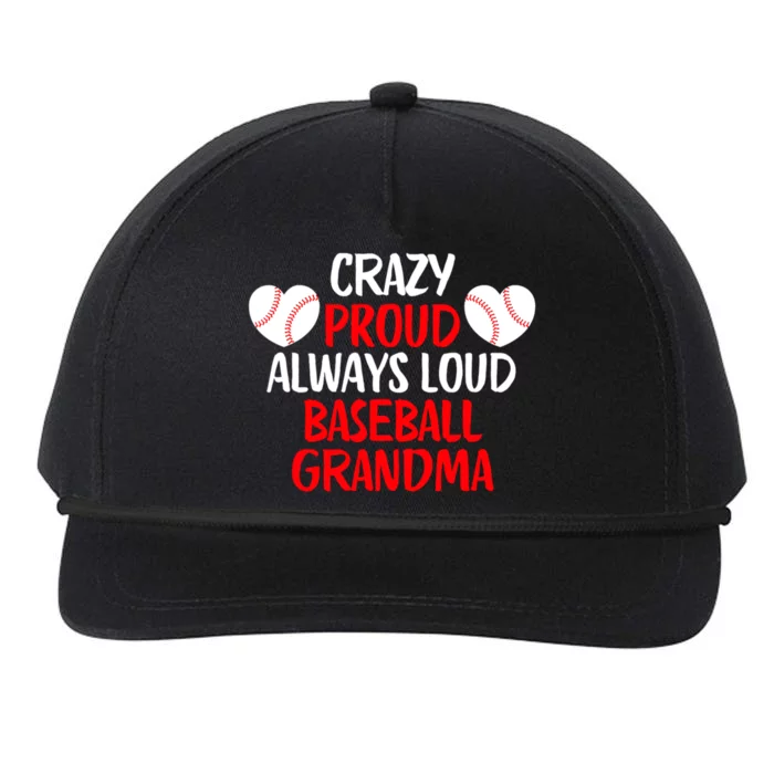 Crazy Proud Always Loud Baseball Grandma Funny Baseball Snapback Five-Panel Rope Hat