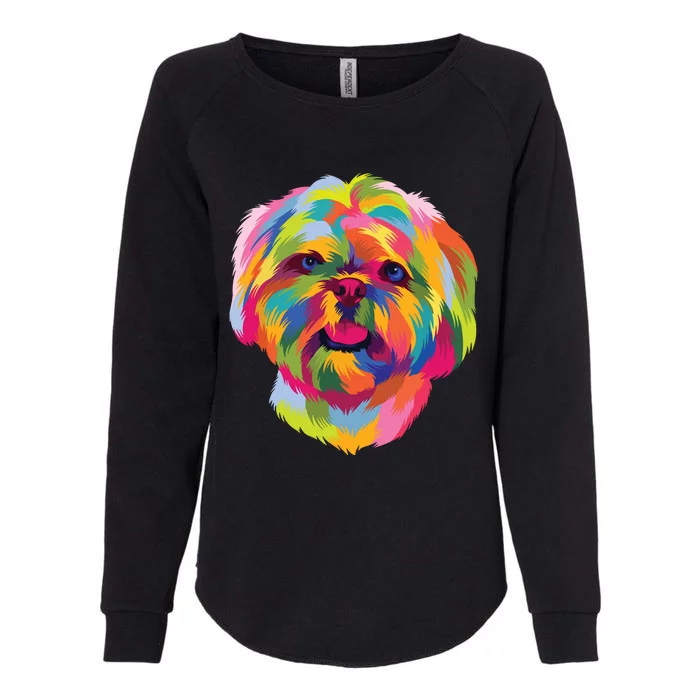 Colorful Pop Art Shih Tzu Portrait Shitzu Puppy Owner Womens California Wash Sweatshirt