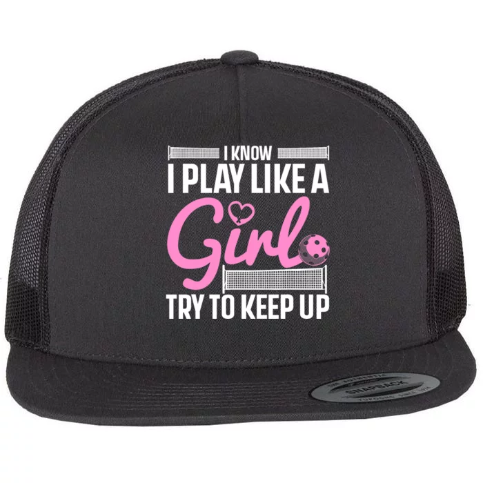 Cool Pickleball Art For Wo Girls Player Pickleball Lover Flat Bill Trucker Hat