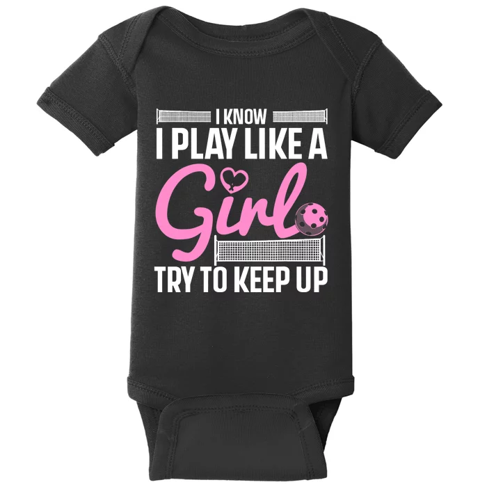 Cool Pickleball Art For Wo Girls Player Pickleball Lover Baby Bodysuit