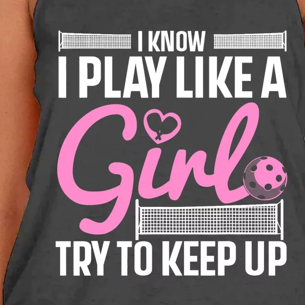 Cool Pickleball Art For Wo Girls Player Pickleball Lover Women's Knotted Racerback Tank