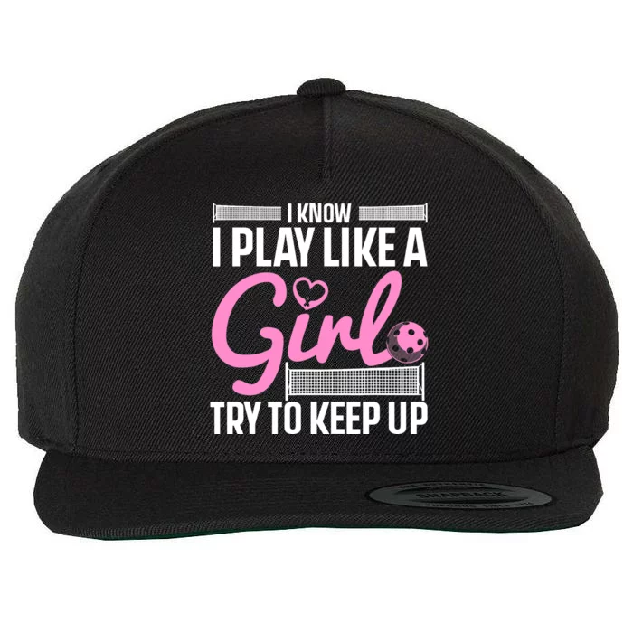 Cool Pickleball Art For Wo Girls Player Pickleball Lover Wool Snapback Cap