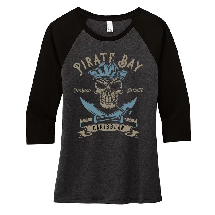 Caribbean Pirate And Saber Pirate Costume Women's Tri-Blend 3/4-Sleeve Raglan Shirt