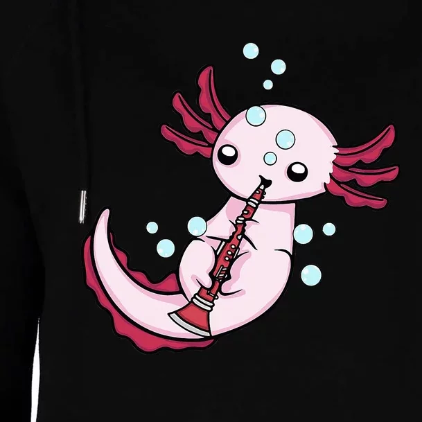 Clarinet Player Axolotl Lover Big Band Music Clarinet Womens Funnel Neck Pullover Hood