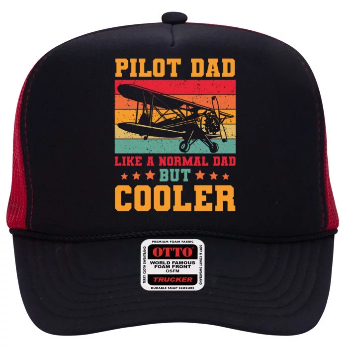 Cool Pilot Art Dad Aircraft Aviation Airplane Pilots Gift High Crown Mesh Trucker Hat