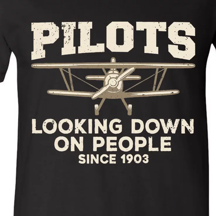 Cool Pilot Aircraft Pilot Airplane Flying V-Neck T-Shirt