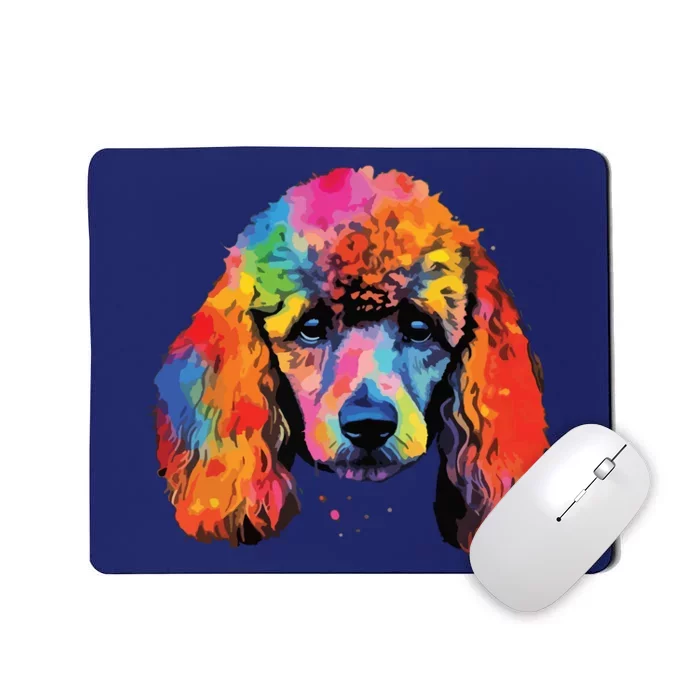 Colorful Pop Art Poodle Lover Portrait Mousepad