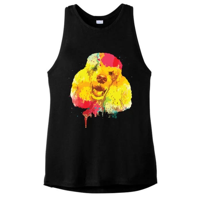 Cool Poodle Art For Men Women Colorful Dog Poodle Lovers Ladies Tri-Blend Wicking Tank