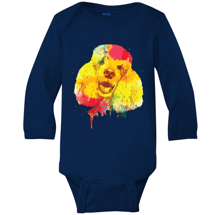 Cool Poodle Art For Men Women Colorful Dog Poodle Lovers Baby Long Sleeve Bodysuit