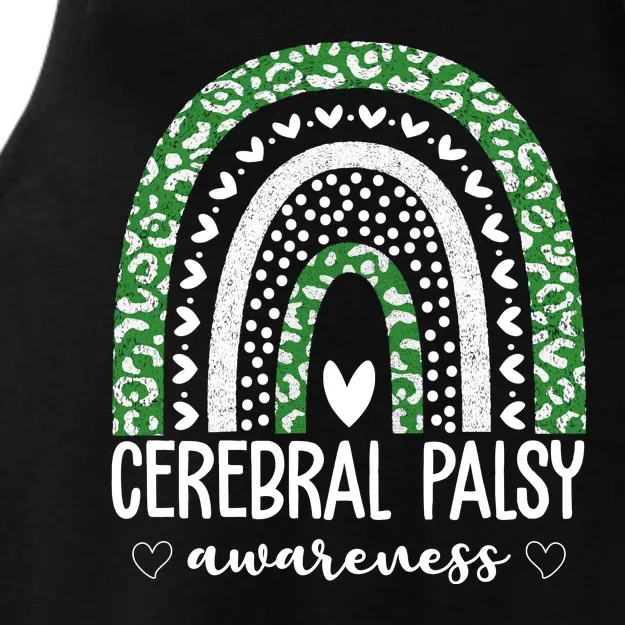 Cerebral Palsy Awareness Rainbow Heart Ladies Tri-Blend Wicking Tank