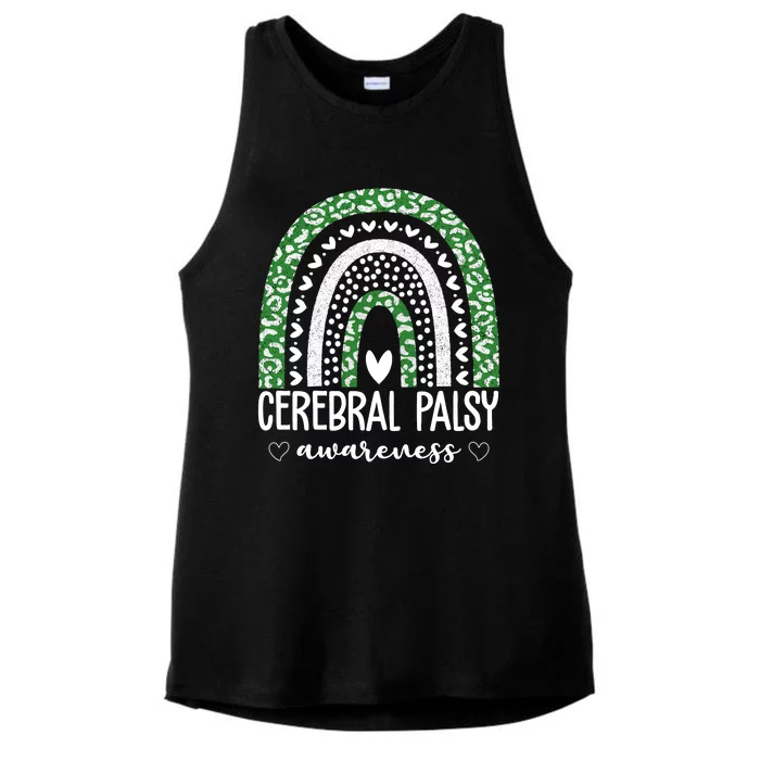 Cerebral Palsy Awareness Rainbow Heart Ladies Tri-Blend Wicking Tank