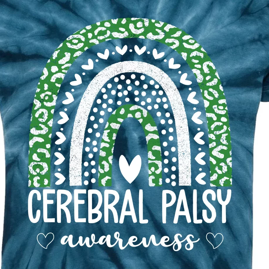 Cerebral Palsy Awareness Rainbow Heart Kids Tie-Dye T-Shirt