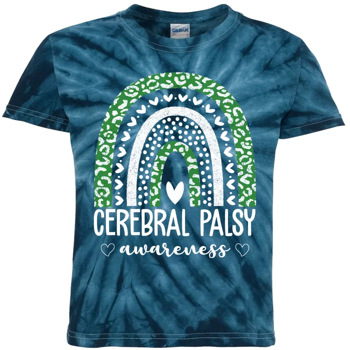 Cerebral Palsy Awareness Rainbow Heart Kids Tie-Dye T-Shirt