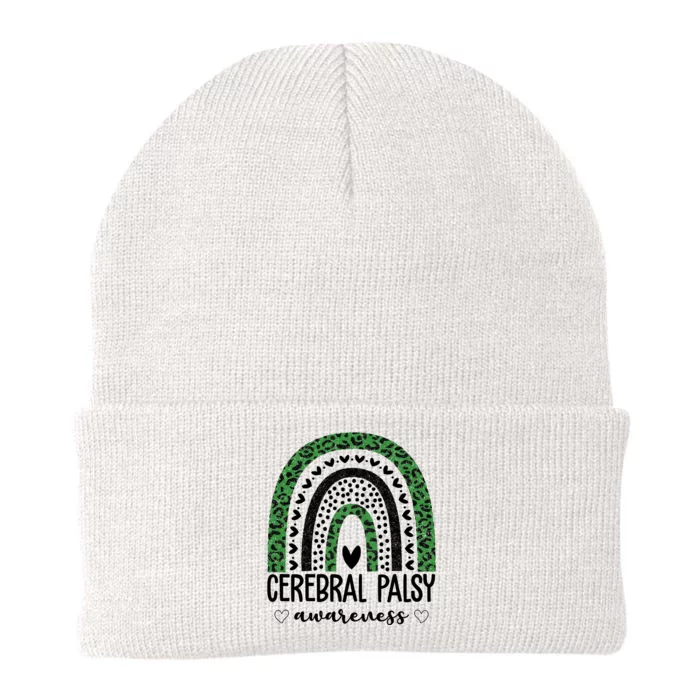 Cerebral Palsy Awareness Rainbow Heart Knit Cap Winter Beanie