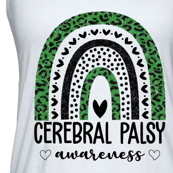 Cerebral Palsy Awareness Rainbow Heart Ladies Essential Flowy Tank